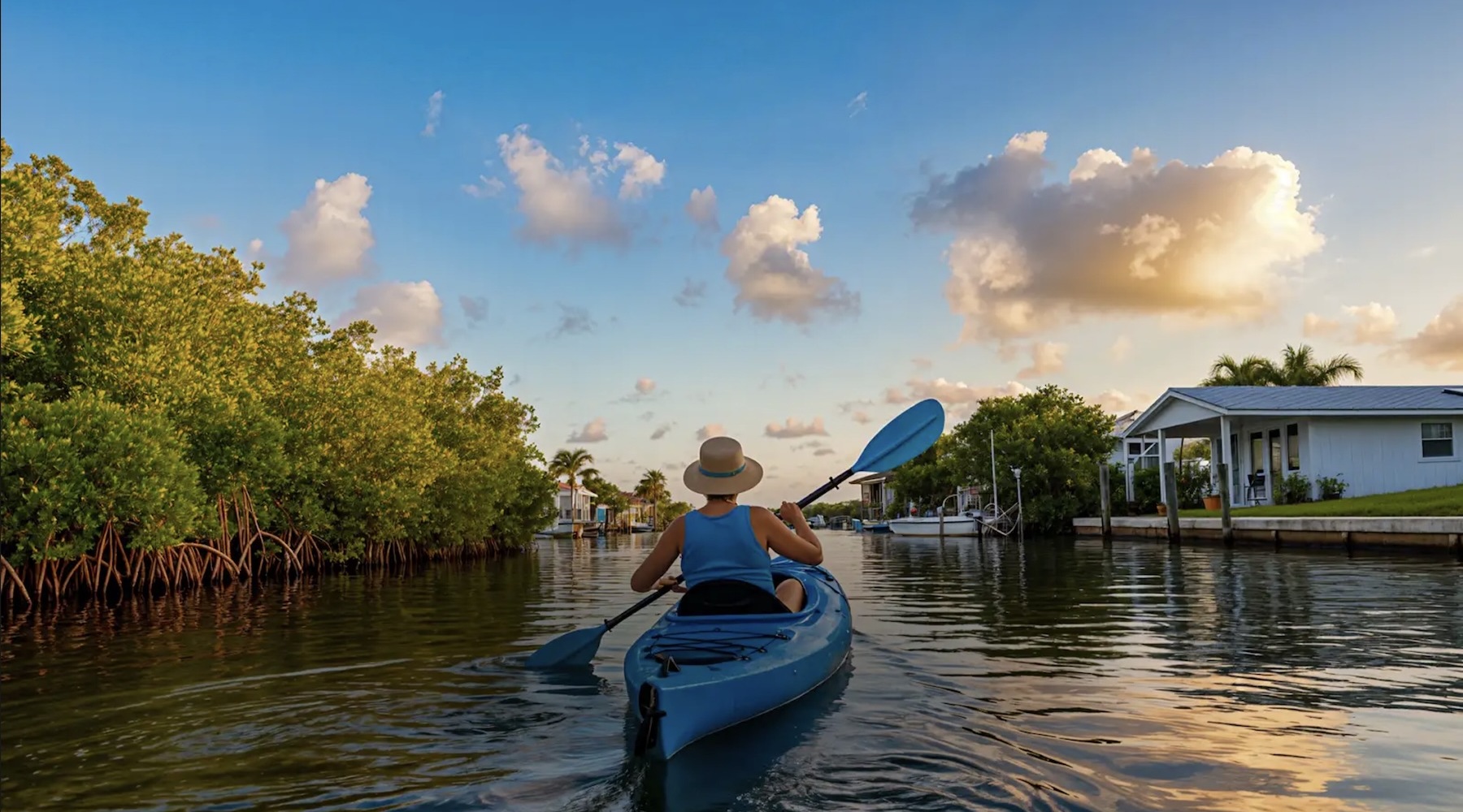 A beautiful community at the heart of all your passions a person in a kayak in a river